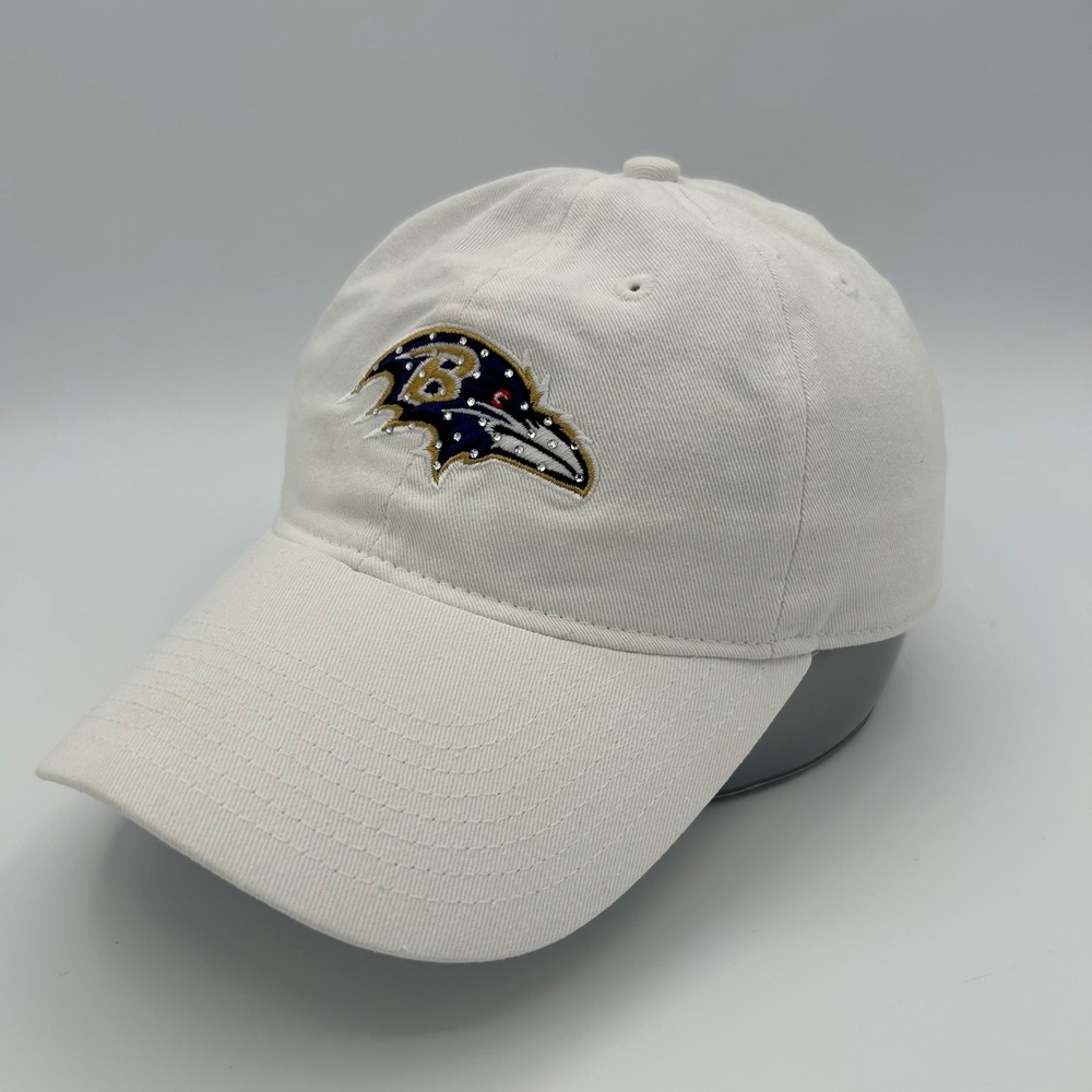 Baltimore Ravens NFL Team Apparel Hat Women OSFM White Rhinestone Sporty Bling